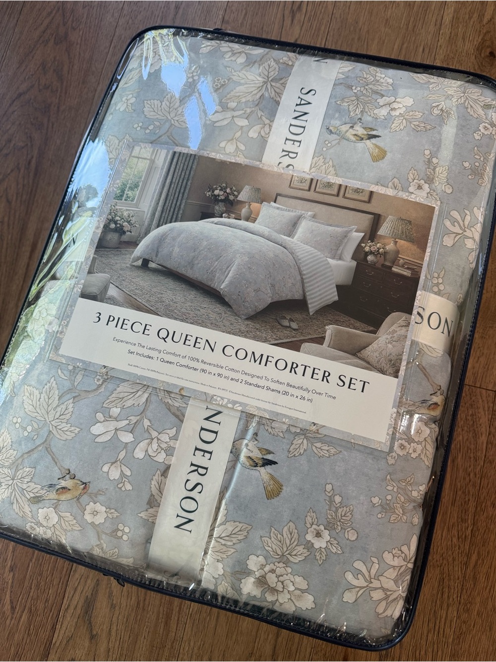 🎉LAST PIECE🎉Sanderson Blue Floral Luxury Cotton Reversible Comforter Set